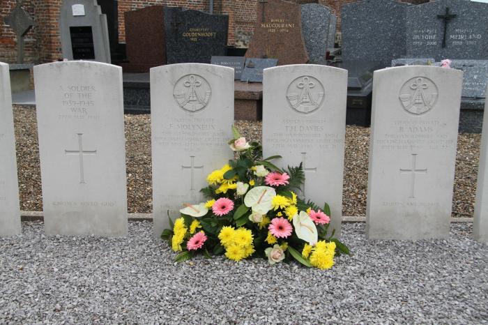 Fresh Flowers on VE Day 2010, laid by the villagers of Bavinchove