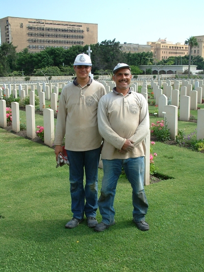 Gardeners at Heliopolis War Cemetery, Cairo