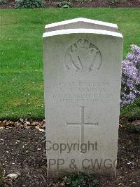 Cite Bonjean Military Cemetery Armentieres - Symons, Sidney Alexander