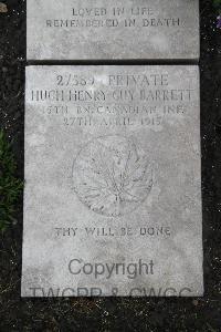 Boulogne Eastern Cemetery - Barrett, Hugh Henry Guy