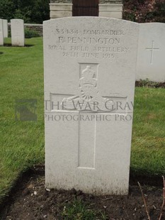 BROWN'S ROAD MILITARY CEMETERY, FESTUBERT - PENNINGTON, F