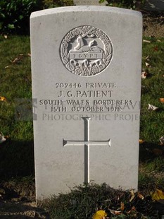 DADIZEELE NEW BRITISH CEMETERY - PATIENT, J G