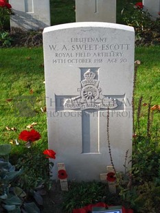 DADIZEELE NEW BRITISH CEMETERY - SWEET ESCOTT, WILLIAM ARTHUR