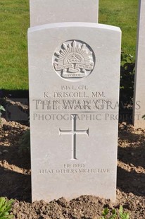 MONT HUON MILITARY CEMETERY, LE TREPORT - DRISCOLL, KEVIN